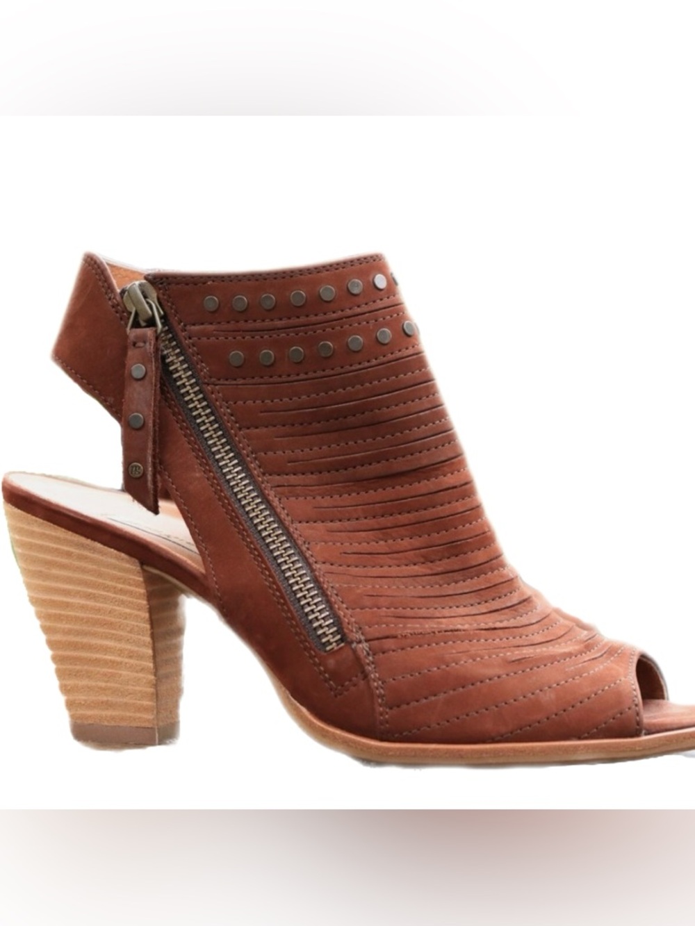 Paul Green Sydney Studded Open-toe Bootie- Cigar Nubuk - size 7.5